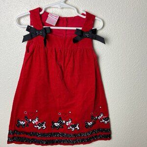Nannette Cute Red Corduroy Dress with dogs Sz 4